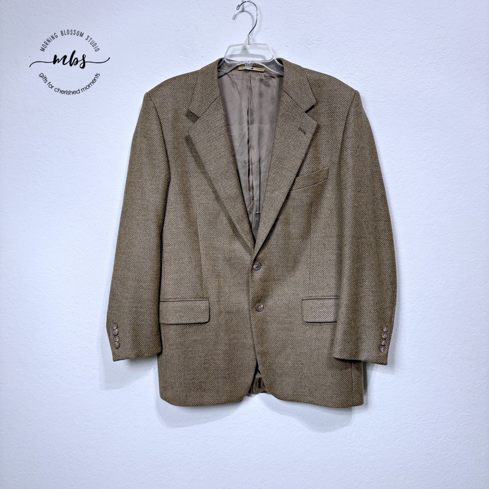 Joseph Abboud Wool Cashmere Blazer‎ Tan Brown Old Money Quiet Luxury Men 40